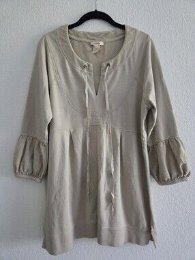 Sundance 100% Cotton Sweatshirt French Terry Large Tan Drawstring Tunic